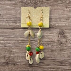 Fashion Jewelry Dangle Drop‎ Earrings Shell Wood Bead Bohemian Colorful 4 in